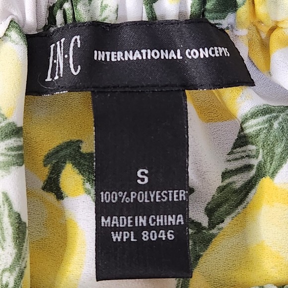 INC White Black & Yellow Flowy Tube Top w/Lemon Print All Over Sz. S - Picture 9 of 11